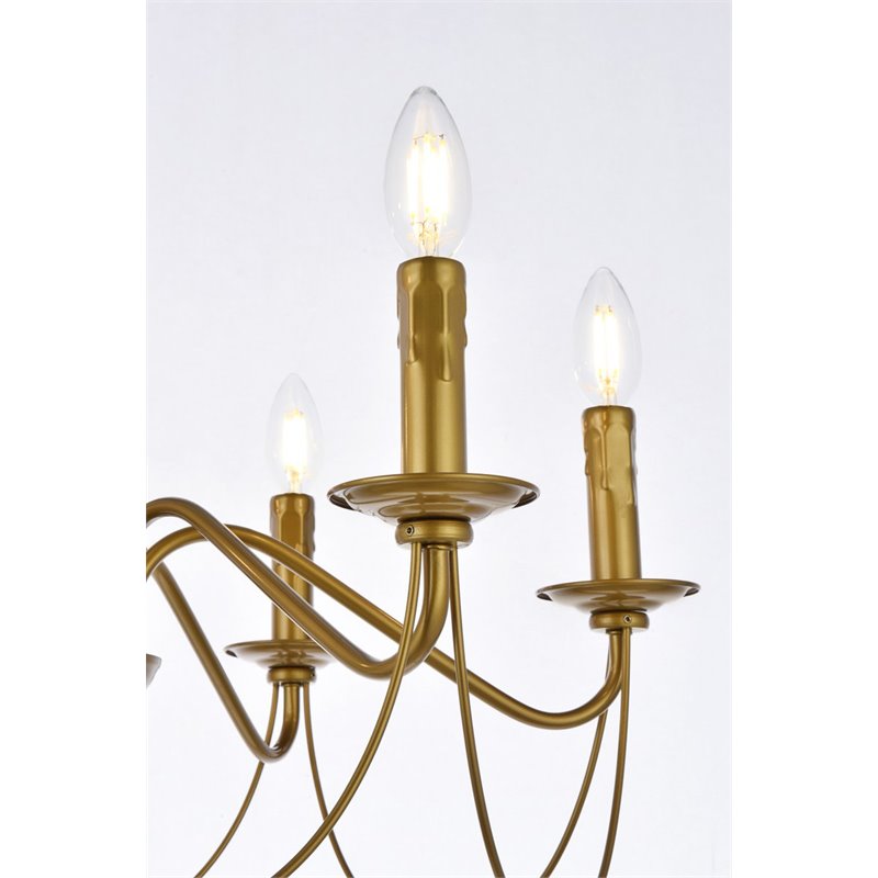 Living District Westley 6-Light Mid-Century Metal Pendant in Brass