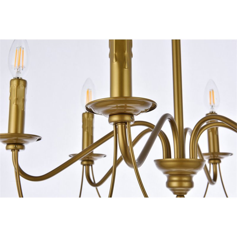 Living District Westley 6-Light Mid-Century Metal Pendant in Brass