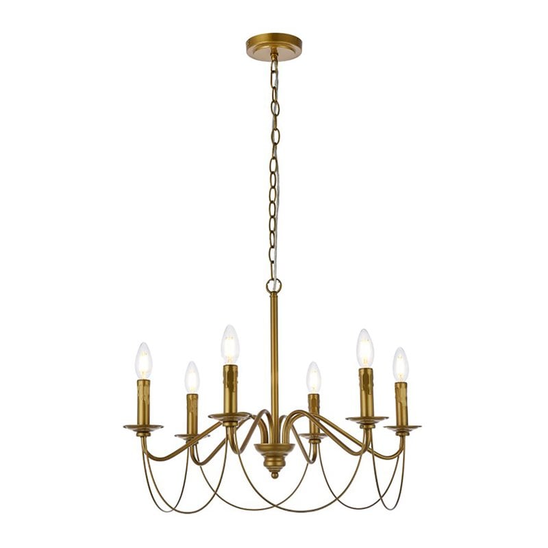 Living District Westley 6-Light Mid-Century Metal Pendant in Brass