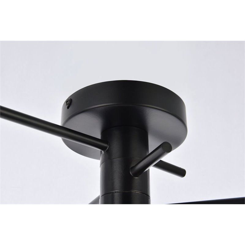 Living District Xavier 3-Light Mid-Century Metal Flush Mount in Black