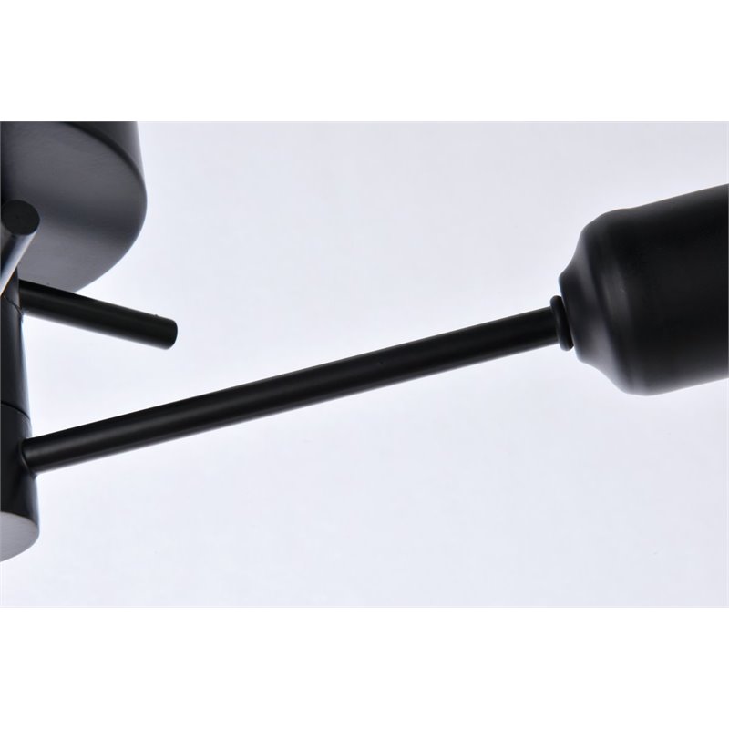 Living District Xavier 3-Light Mid-Century Metal Flush Mount in Black