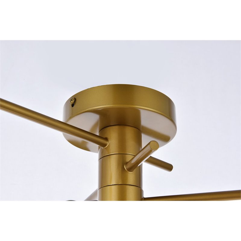 Living District Xavier 3-Light Mid-Century Metal Flush Mount in Brass
