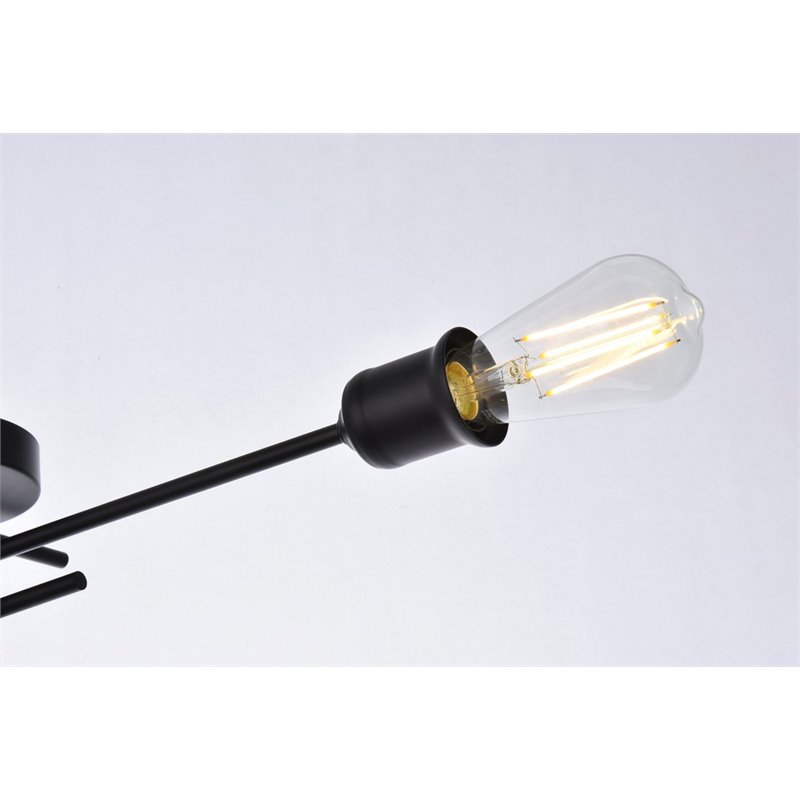 Living District Xavier 4-Light Mid-Century Metal Flush Mount in Black