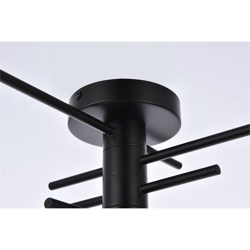 Living District Xavier 4-Light Mid-Century Metal Flush Mount in Black