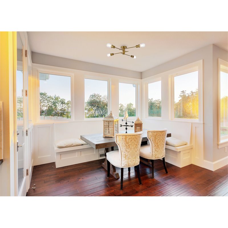 Living District Xavier 4-Light Mid-Century Metal Flush Mount in Brass