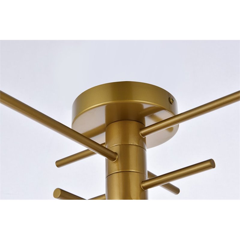 Living District Xavier 4-Light Mid-Century Metal Flush Mount in Brass