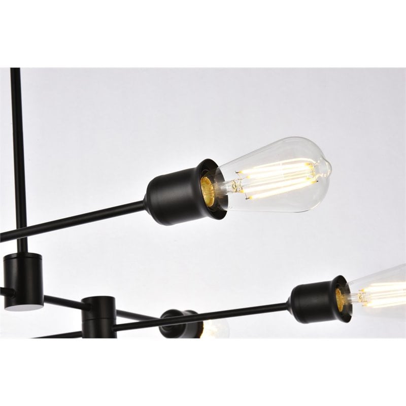 Living District Xavier 6-Light Mid-Century Metal Pendant in Black