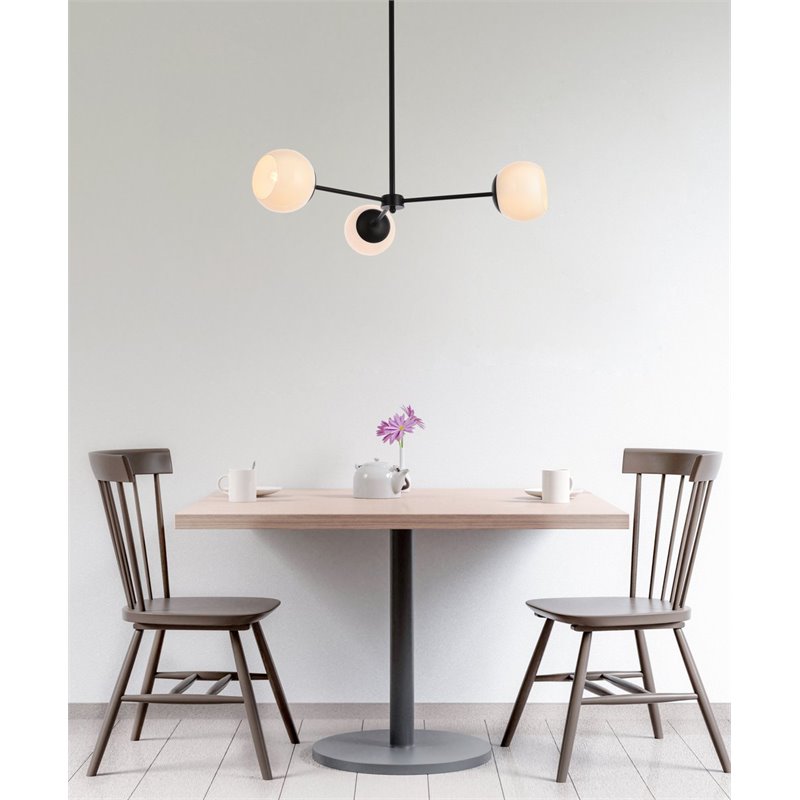Living District Briggs 3-Light Mid-Century Metal Pendant in Black and White