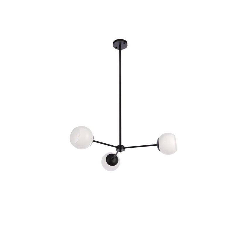 Living District Briggs 3-Light Mid-Century Metal Pendant in Black and White