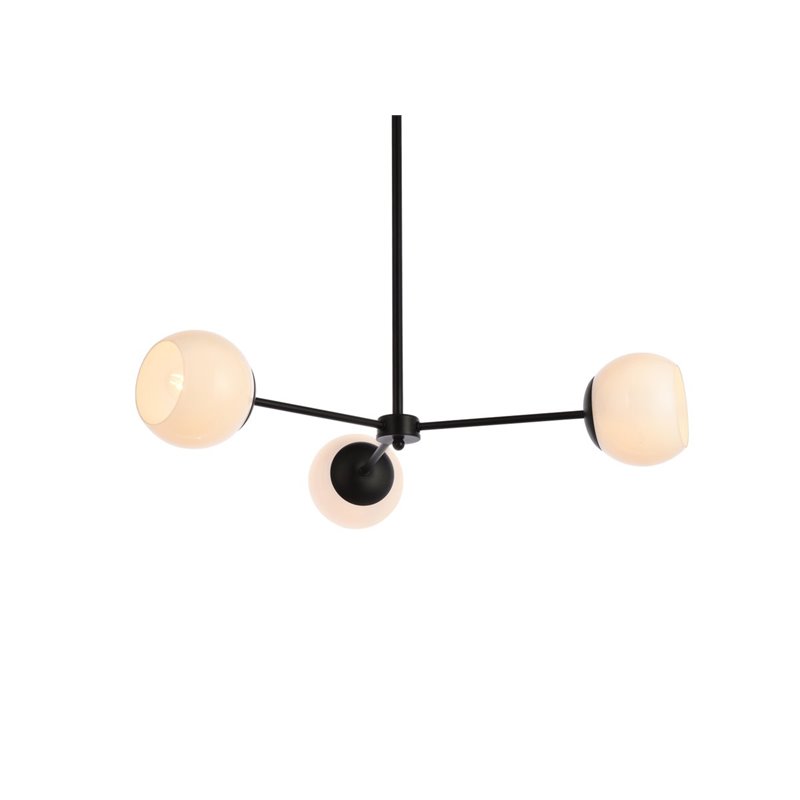 Living District Briggs 3-Light Mid-Century Metal Pendant in Black and White