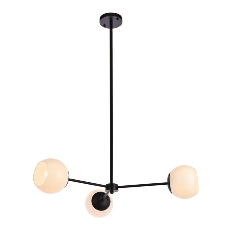Living District Briggs 3-Light Mid-Century Metal Pendant in Black and White