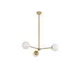 Living District Briggs 3-Light Mid-Century Metal Pendant in Brass and White