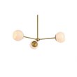 Living District Briggs 3-Light Mid-Century Metal Pendant in Brass and White