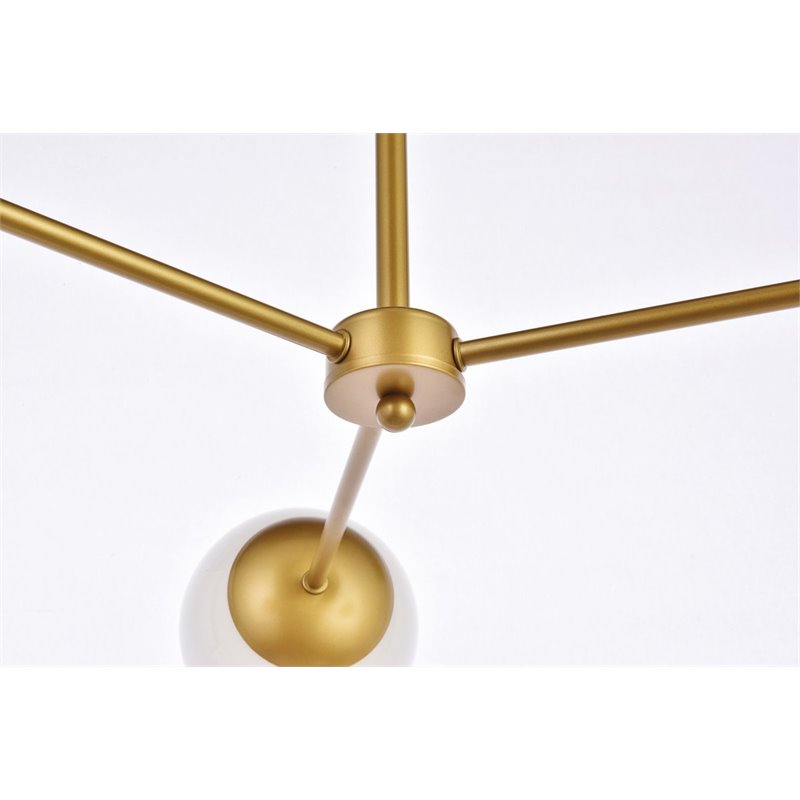 Living District Briggs 3-Light Mid-Century Metal Pendant in Brass and White