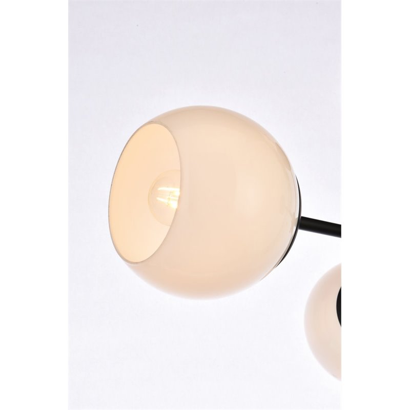 Living District Briggs 3-Light Mid-Century Metal Flush Mount in Black and White