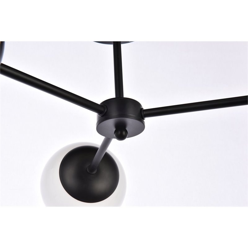 Living District Briggs 3-Light Mid-Century Metal Flush Mount in Black and White