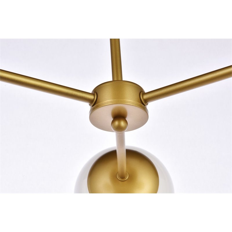 Living District Briggs 3-Light Mid-Century Metal Flush Mount in Brass and White