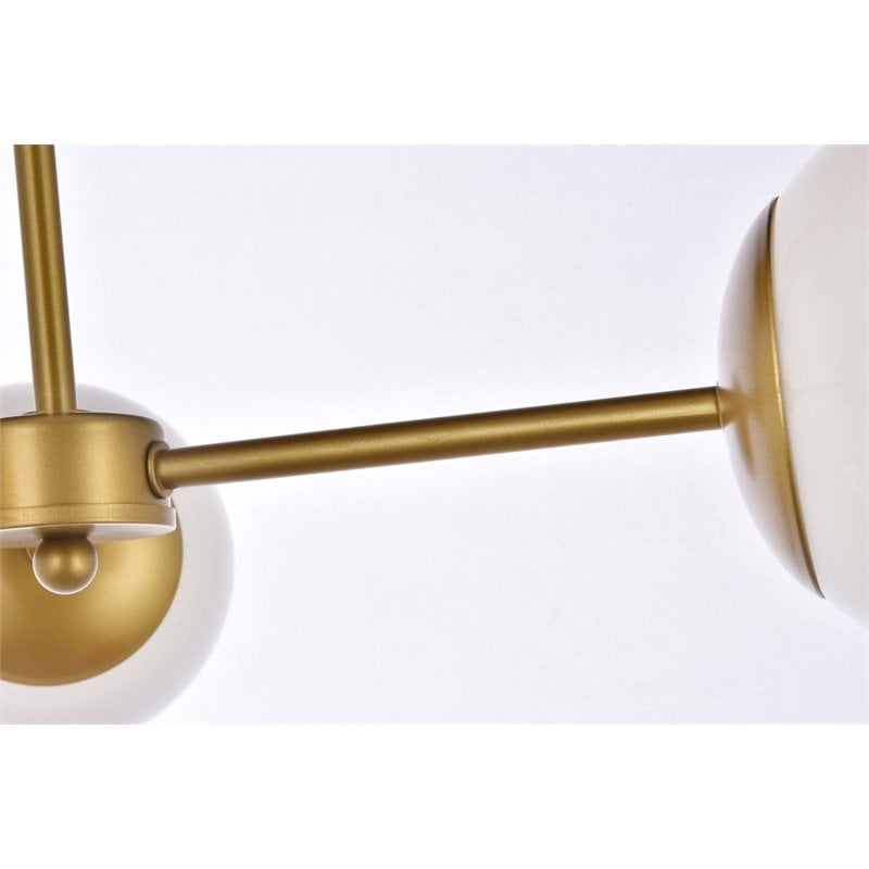 Living District Briggs 3-Light Mid-Century Metal Flush Mount in Brass and White