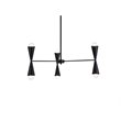 Living District Cade 6-Light Mid-Century Metal Pendant in Black