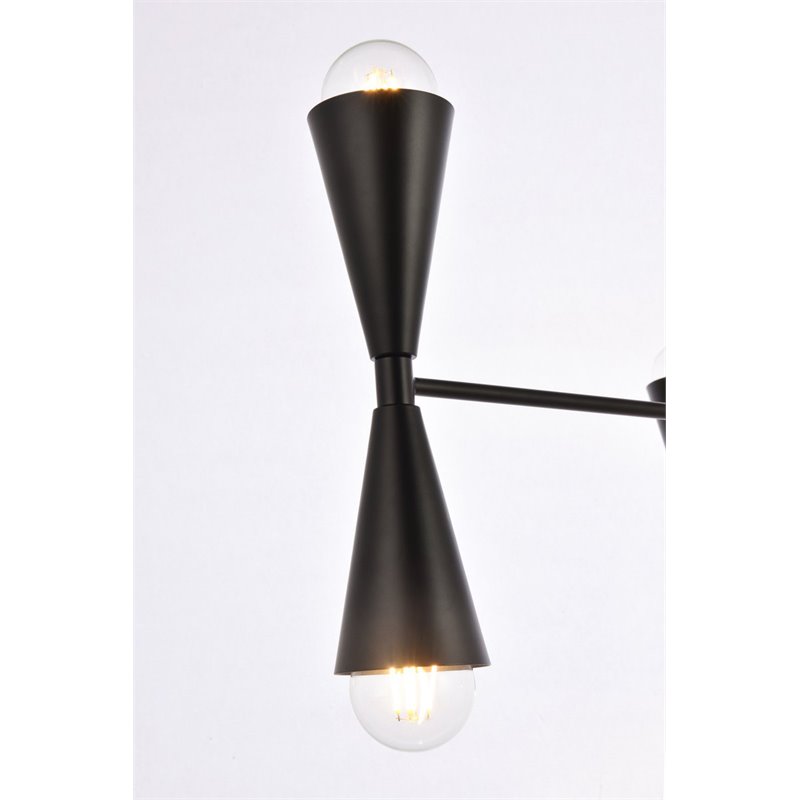 Living District Cade 6-Light Mid-Century Metal Pendant in Black