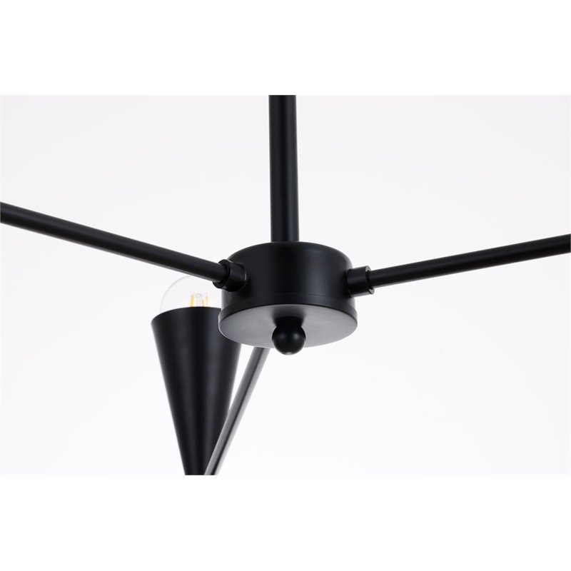 Living District Cade 6-Light Mid-Century Metal Pendant in Black