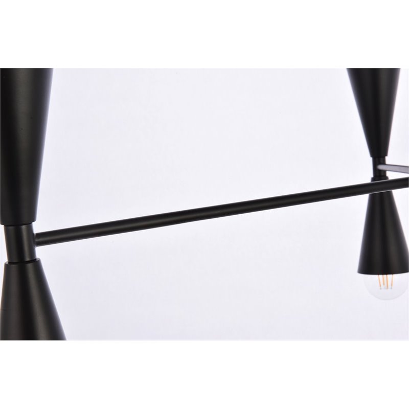 Living District Cade 6-Light Mid-Century Metal Pendant in Black