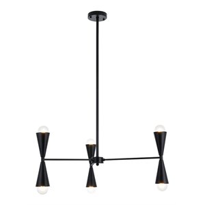 Living District Cade 6-Light Mid-Century Metal Pendant in Black