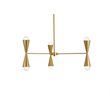 Living District Cade 6-Light Mid-Century Metal Pendant in Brass