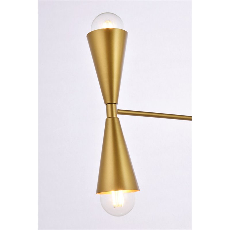Living District Cade 6-Light Mid-Century Metal Pendant in Brass