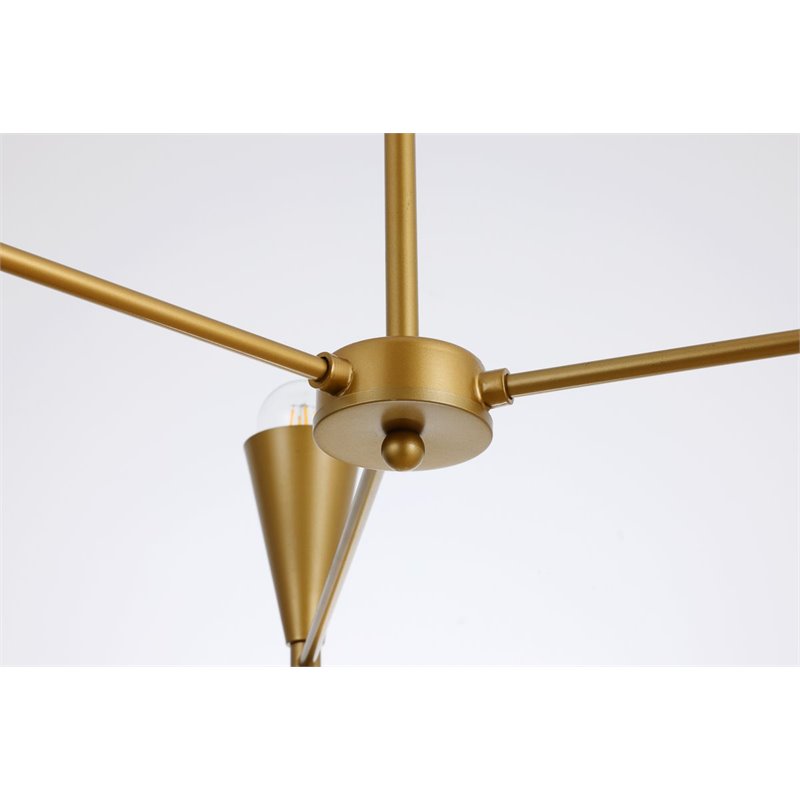 Living District Cade 6-Light Mid-Century Metal Pendant in Brass