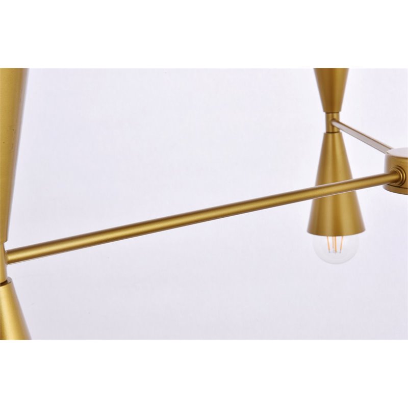 Living District Cade 6-Light Mid-Century Metal Pendant in Brass