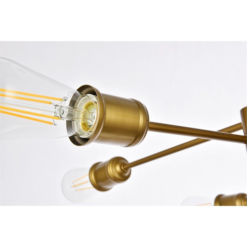 Living District Xavier 6-Light Mid-Century Metal Pendant in Brass