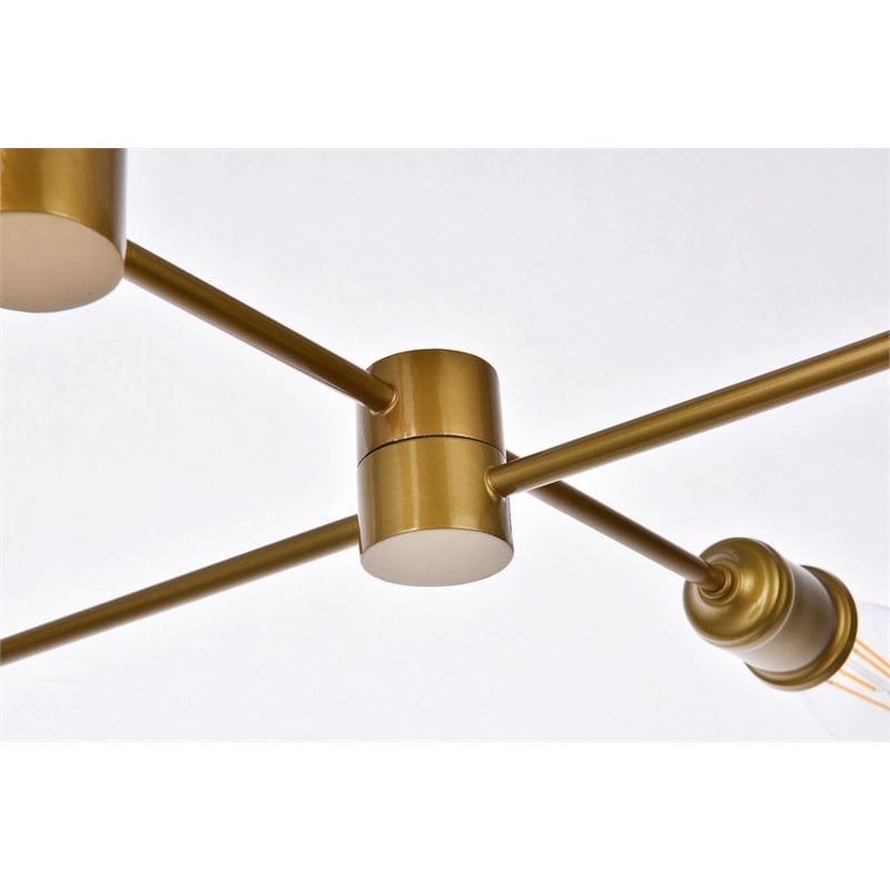 Living District Xavier 6-Light Mid-Century Metal Pendant in Brass