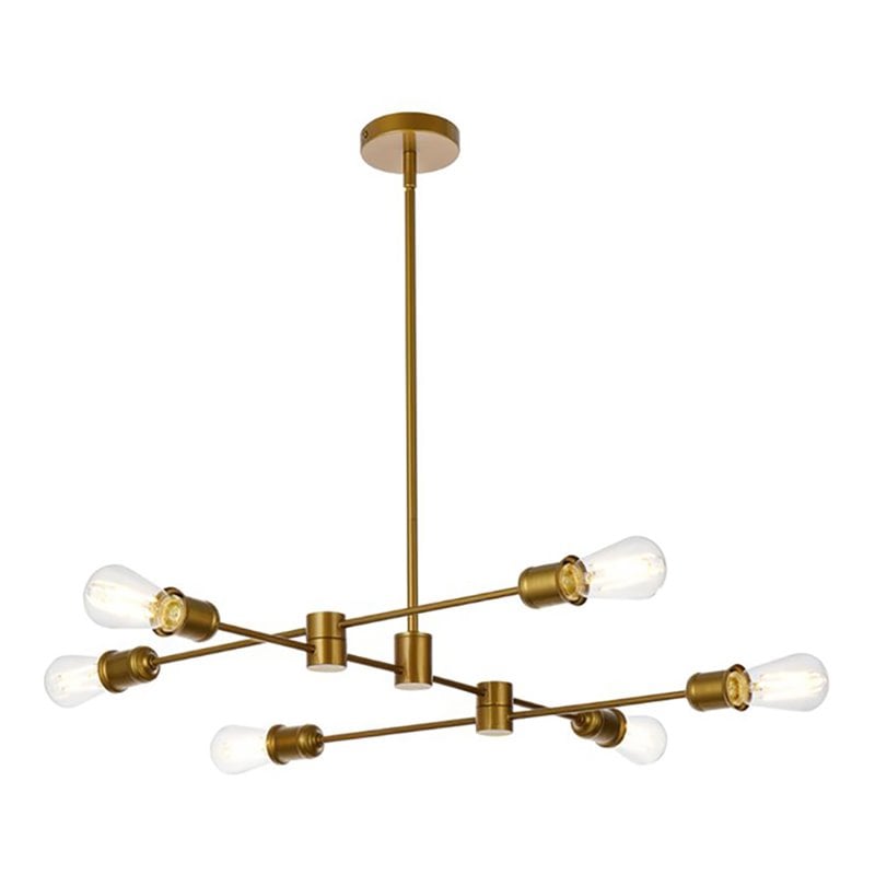 Living District Xavier 6-Light Mid-Century Metal Pendant in Brass