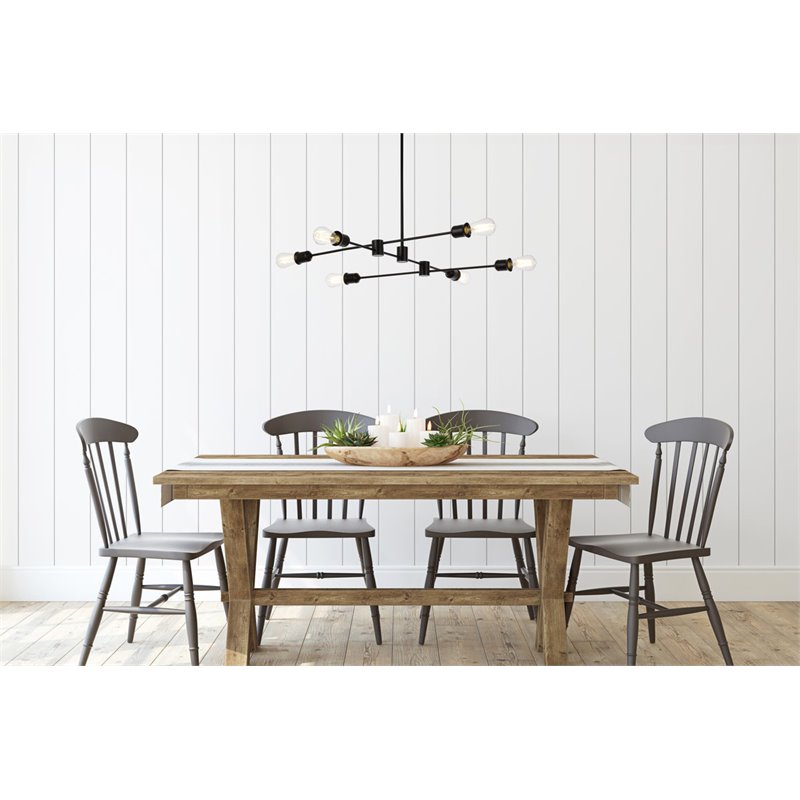 Living District Xavier 6-Light Mid-Century Metal Pendant in Black Finish