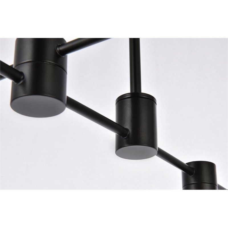 Living District Xavier 6-Light Mid-Century Metal Pendant in Black Finish