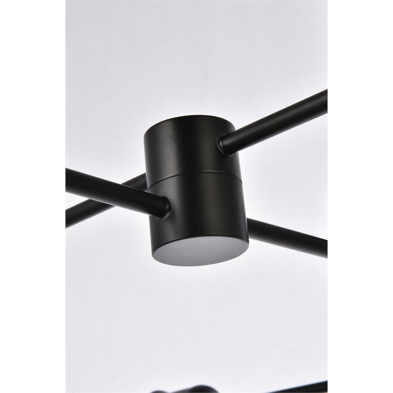 Living District Xavier 6-Light Mid-Century Metal Pendant in Black Finish