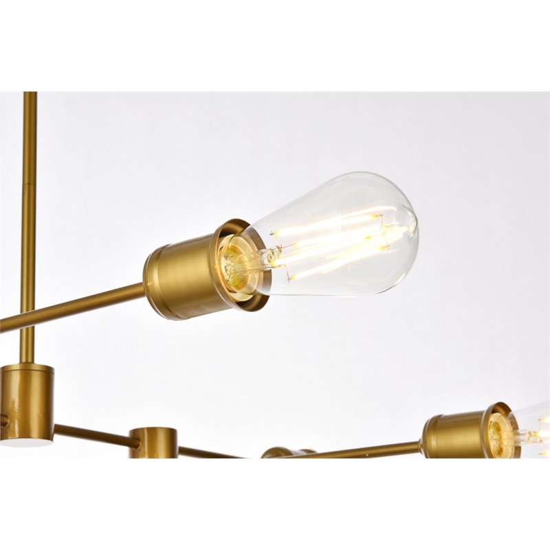 Living District Xavier 6-Light Mid-Century Metal Pendant in Brass Finish