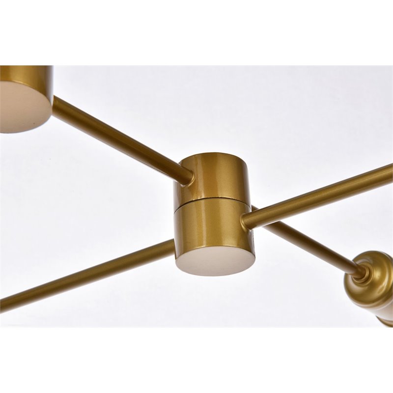 Living District Xavier 6-Light Mid-Century Metal Pendant in Brass Finish