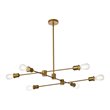 Living District Xavier 6-Light Mid-Century Metal Pendant in Brass Finish