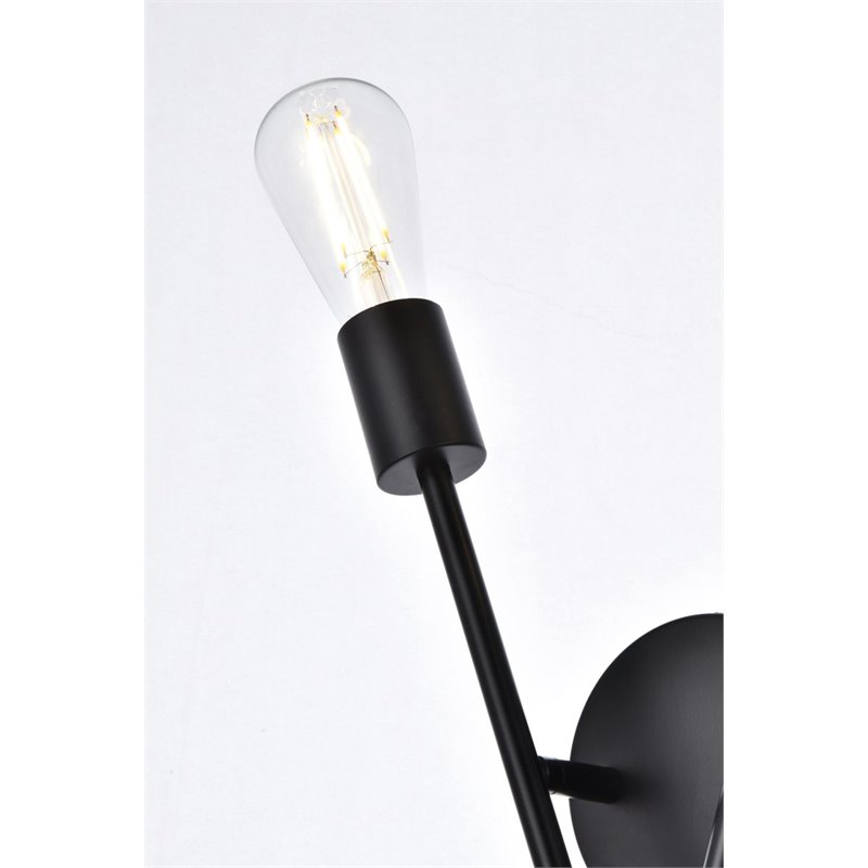 living district armin 2-light mid-century metal wall sconce in black