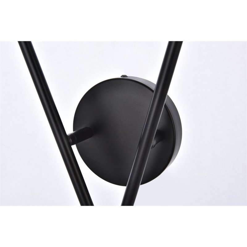 living district armin 2-light mid-century metal wall sconce in black