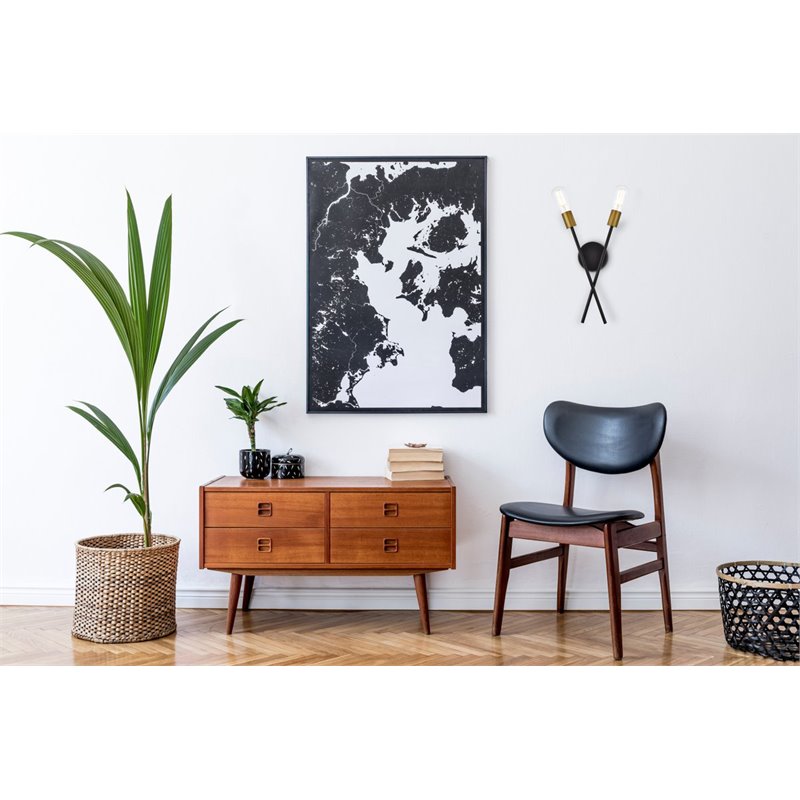 Living District Armin 2-Light Mid-Century Metal Wall Sconce in Black and Brass