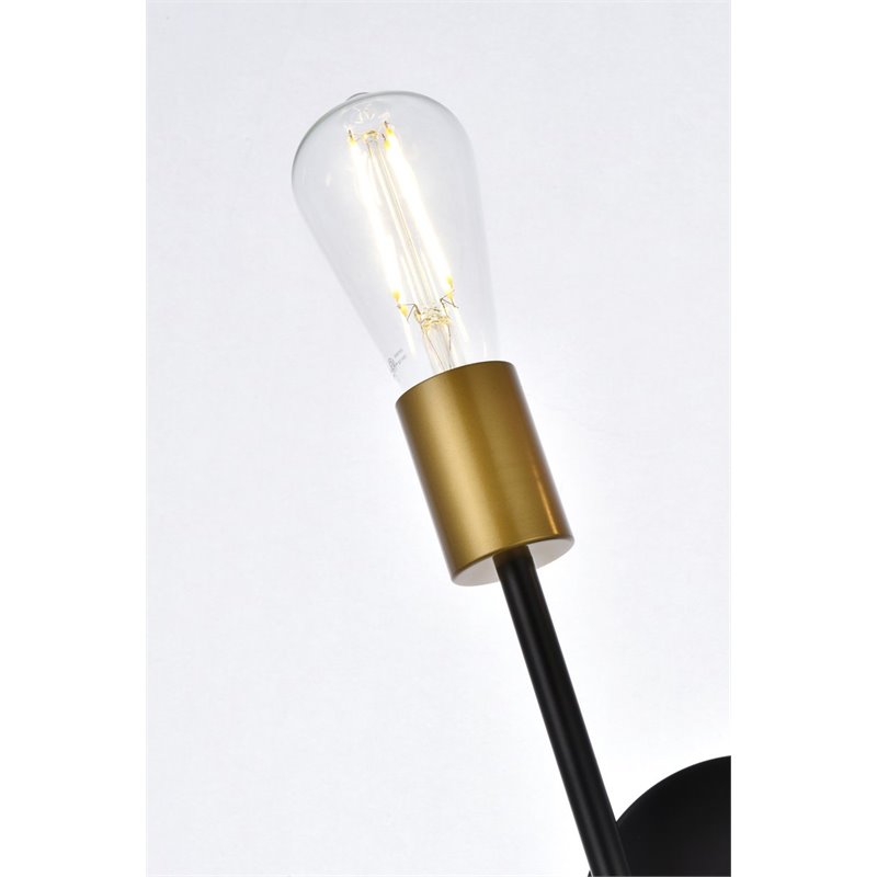 Living District Armin 2-Light Mid-Century Metal Wall Sconce in Black and Brass