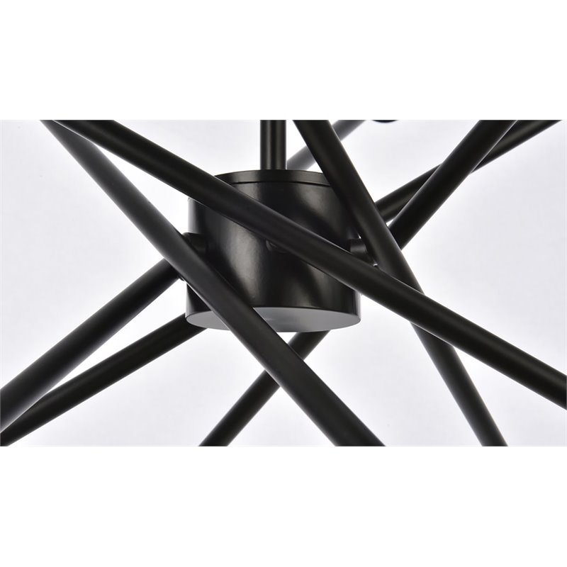 Living District Armin 6-Light Mid-Century Metal Pendant in Black