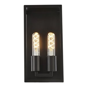 Living District Voir 2-Light Mid-Century Metal Wall Sconce in Black