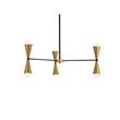 Living District Cade 6-Light Mid-Century Metal Pendant in Black and Brass