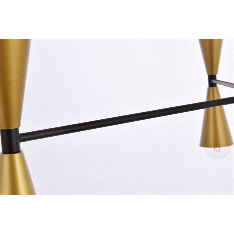 Living District Cade 6-Light Mid-Century Metal Pendant in Black and Brass