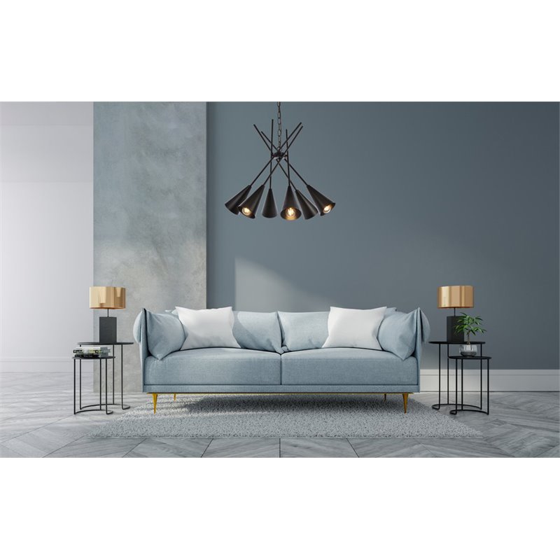 Living District Casen 6-Light Mid-Century Metal Pendant in Black