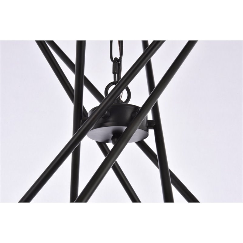 Living District Casen 6-Light Mid-Century Metal Pendant in Black